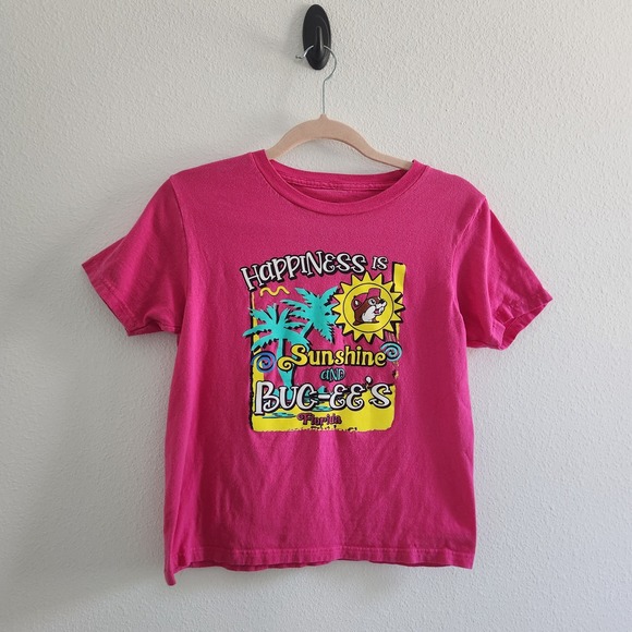 BUC-EE'S Other - Buc-ees Florida Happiness is‎ Sunshine Pink Graphic T-Shirt Youth Large YL